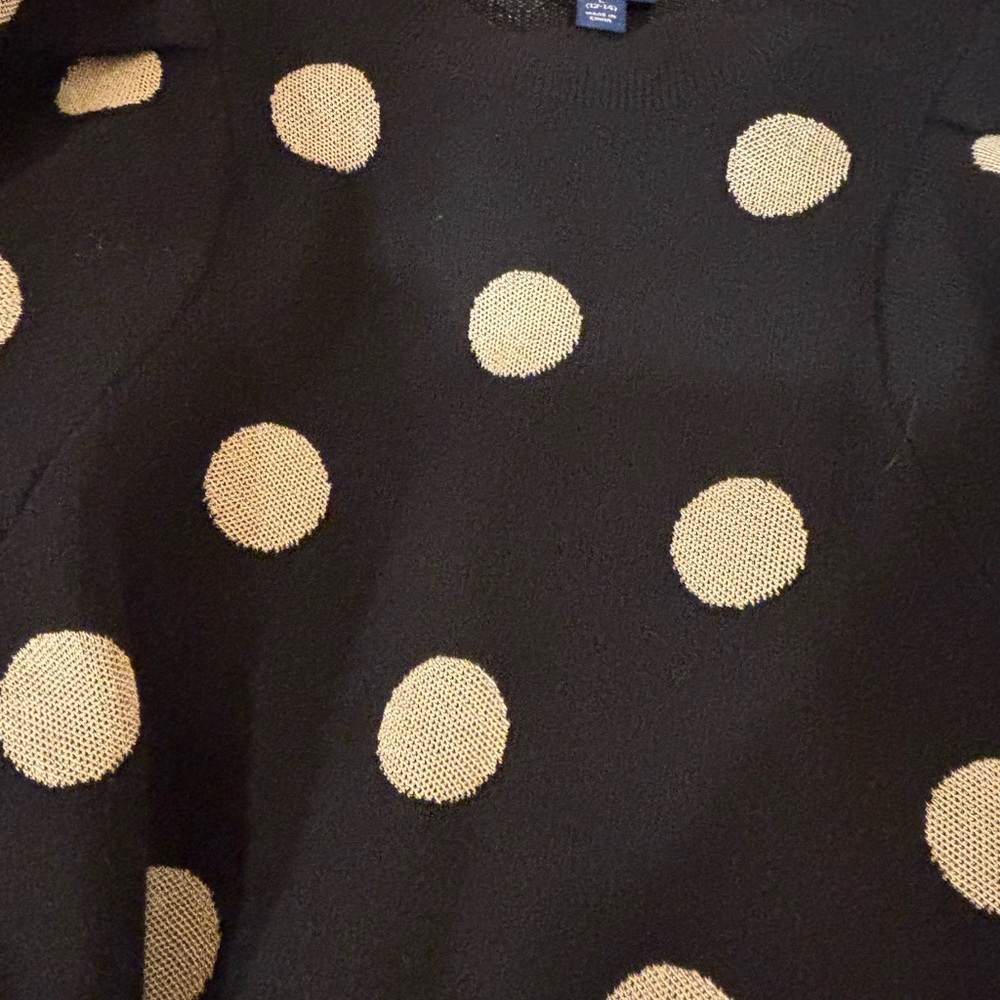 SCOOP NWT Dress with Tan Polka Dots - Puff Sleeve Fit Flare Shift Dress sz 12/14 - Picture 9 of 10